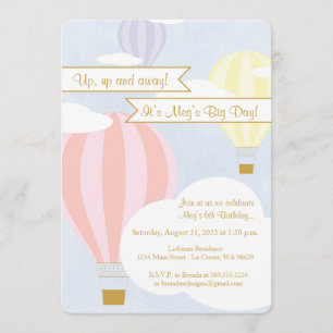 Pastel Hot Air Ballon Party Einladung