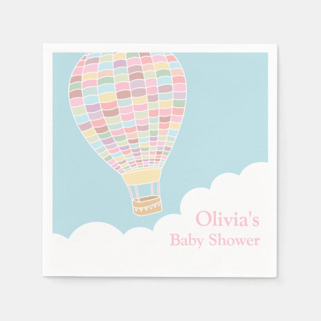 Pastel Hot Air Balloon Babyduschausstattung Serviette (Vorderseite)