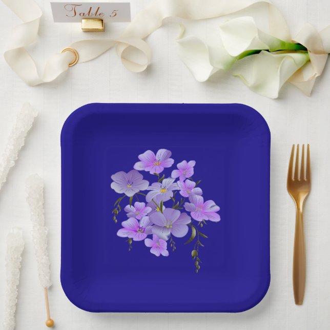 Pastel Hübsch Lilac Bouquet Pappteller (Hochzeit)
