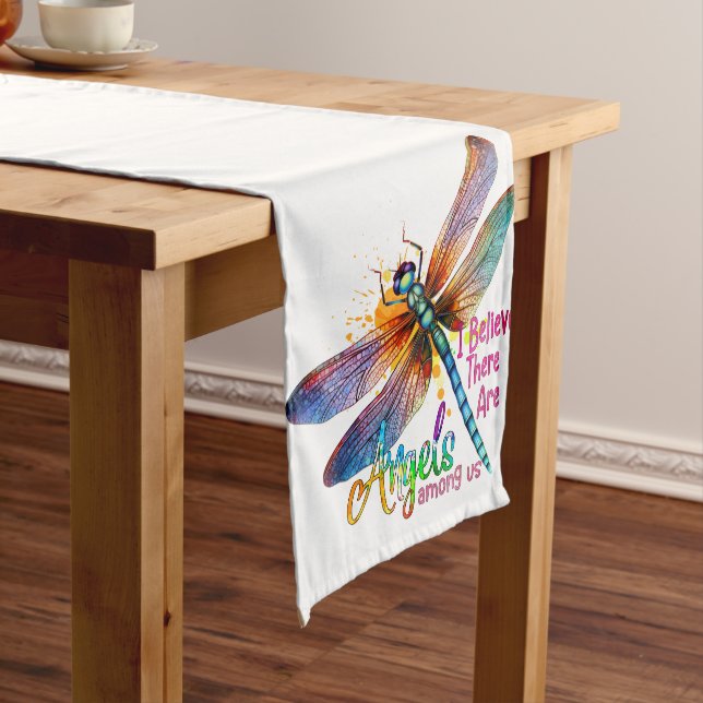 PASTEL HÜBSCHE DRAGONFLÄCHE MIT SPRICHWORT GROßER TISCHLÄUFER (Beispiel)