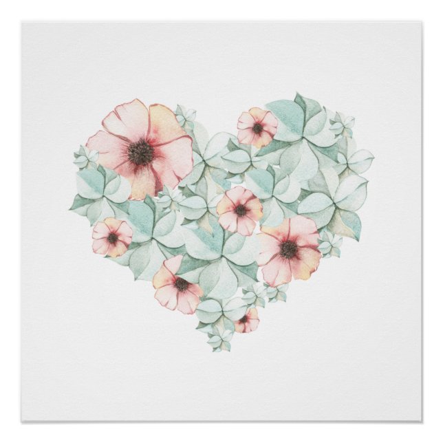 Pastel Hydrangea Bläserherz-Poster drucken Poster (Vorderseite)