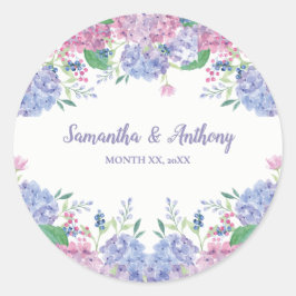 Pastel Hydrangeas - Blumenhochzeit Runder Aufkleber