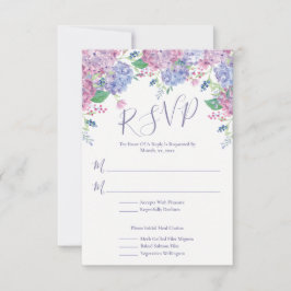 Pastel Hydrangeas Floral Wedding RSVP Karte
