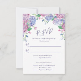 Pastel Hydrangeas Floral Wedding RSVP Karte