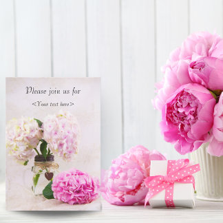 Pastel Hydrangeas in Mason Jar Birthday Einladung