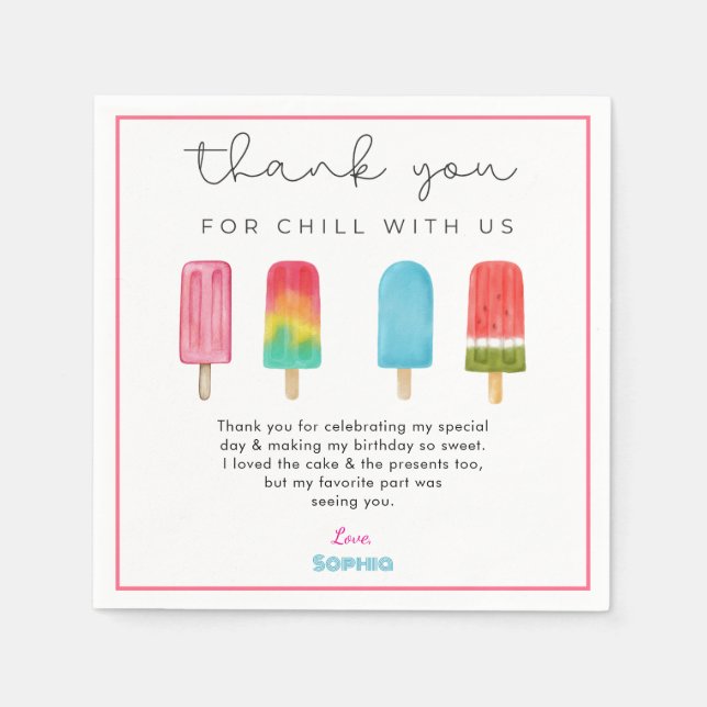 Pastel Ice Cream Birthday Danke, Ihre Karten Serviette (Vorderseite)