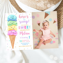 Pastel Ice Cream Hier ist das Scoop Birthday Foto