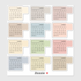 Pastel Index Tabs Monthly Generic Journal Calendar Aufkleber