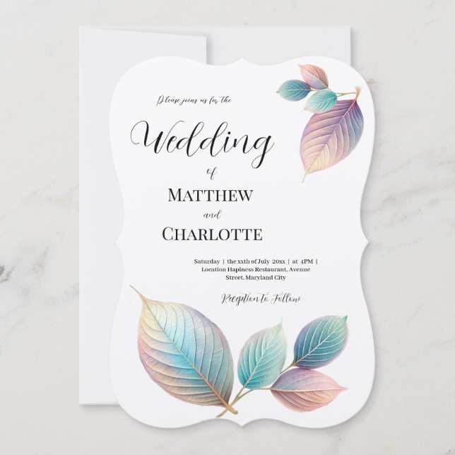 Pastel Iridescent Blätter Hochzeiten Dreamy Pastel (Vorderseite)