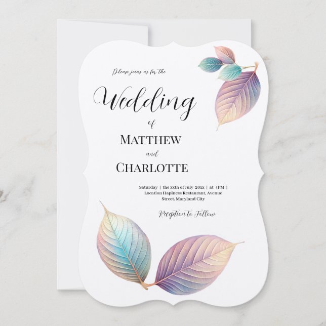 Pastel Iridescent Blätter Hochzeiten Dreamy Pastel (Vorderseite)