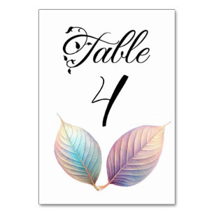 Pastel Iridescent Blätter Hochzeiten Dreamy Pastel Tischnummer