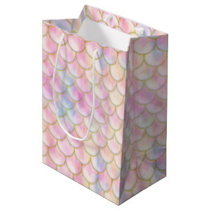 Pastel Iridescent Mermaid Scales Muster Mittlere Geschenktüte