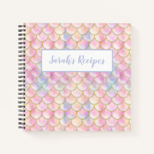 Pastel Iridescent Mermaid Scales Muster Notizbuch