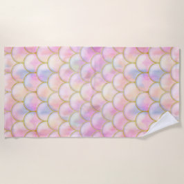 Pastel Iridescent Mermaid Scales Muster Strandtuch