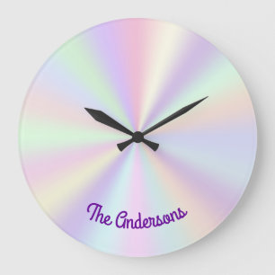 Pastel Iridescent Rainbow Radient Große Wanduhr