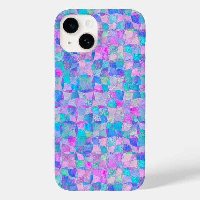 Pastel Iridescent Seamless Geometric Pattern Case-Mate iPhone 14 Hülle (Rückseite)