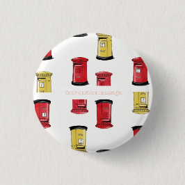 Pastel Japanese Postbox: Watercolor Crayon Style  Button