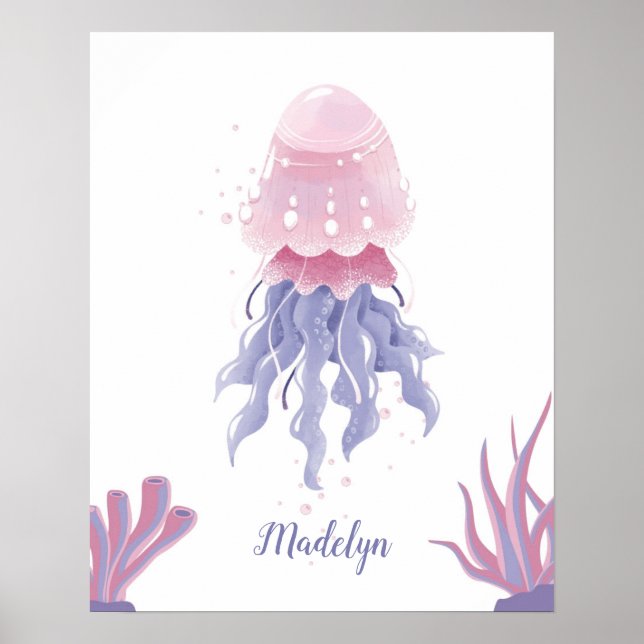 Pastel Jellyfish Dreams individuell anpassbar Poster (Vorne)