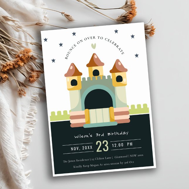 Pastel Jumping Castle Jump & Play Kindergeburtstag Einladung (Von Creator hochgeladen)