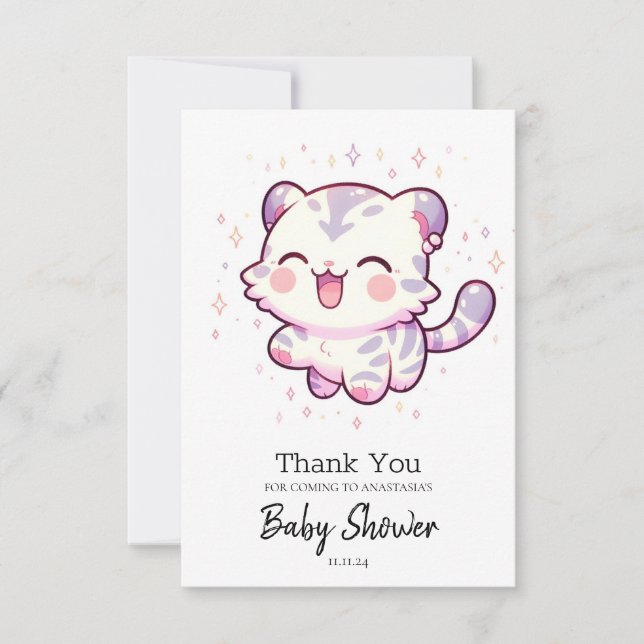 Pastel Jungle Tiger Baby Dusche Dankeskarte (Vorderseite)