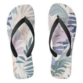 Pastel Jungle Tropical Leaf Blätter farbenfroh Flip Flops