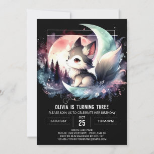 Pastel Jungle Wolf Geburtstag Einladung