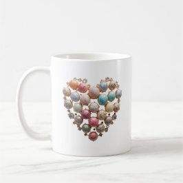 Pastel-Juwel-Herz-Blumenkunst-Tasse — Cottagecore  Kaffeetasse
