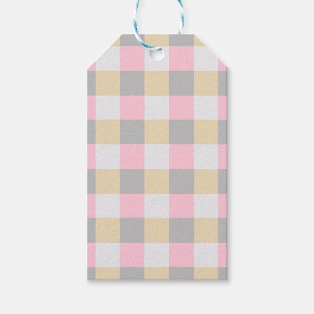 Pastel Kariert Baby Dusche Geschenkanhänger (Vorderseite)