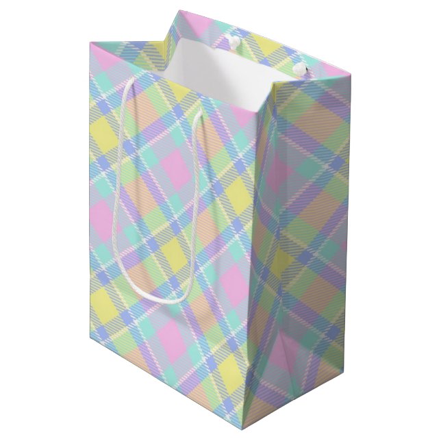 Pastel kariert mittlere geschenktüte (Vorderseite Schrägansicht)