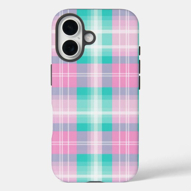 Pastel karierte Frühlingsfarben angenehm iPhone 16 Hülle (Rückseite)