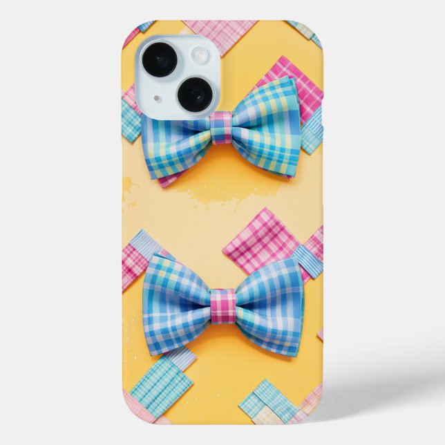 Pastel Karierte Niedliche Bow-Krawatte Case-Mate iPhone Hülle (Rückseite)