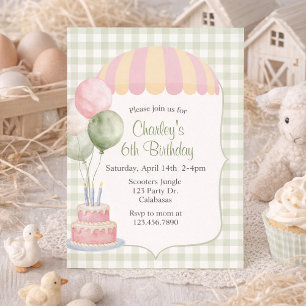Pastel-Karneval-Geburtstag Vintage Gingham Einladung
