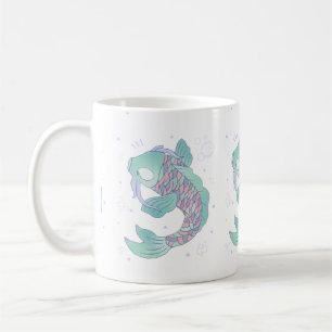 Pastel-Karpfen   Whimsische Volkskunst unter Wasse Kaffeetasse