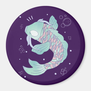 Pastel-Karpfen Whimsische Volkskunst unter Wasse Magnet