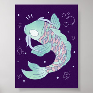 Pastel-Karpfen   Whimsische Volkskunst unter Wasse Poster