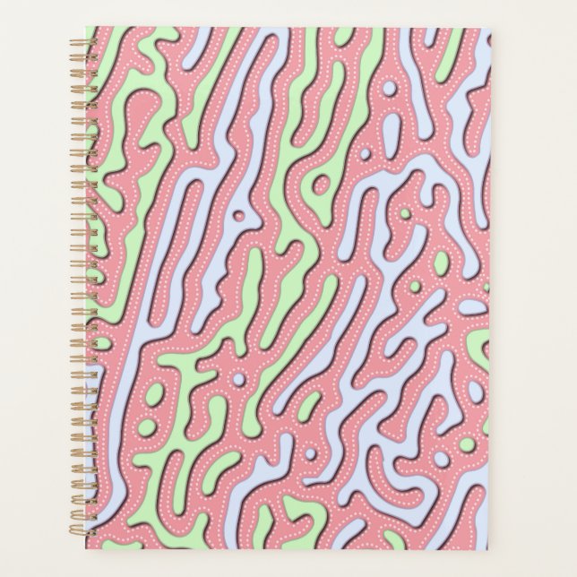 Pastel Kawaii Abstrakt-farbiges Squiggle-Design Planer (Vorderseite)