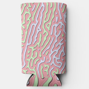 Pastel Kawaii Abstrakt-farbiges Squiggle-Design Selters Dosenkühler