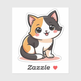 Pastel Kawaii Calico Cat Sticker Geschenk
