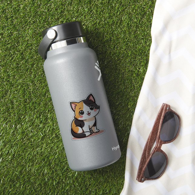 Pastel Kawaii Calico Cat Sticker Geschenk (HydroFlask Insitu)