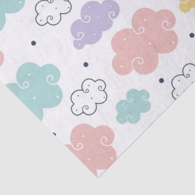 Pastel Kawaii Cloud Muster Tissue Paper Seidenpapier (Ausschnitt)