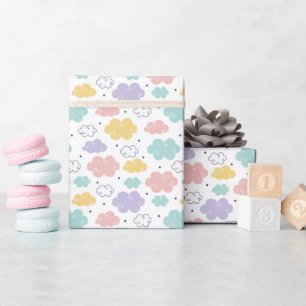 Pastel Kawaii Cloud Muster Wrapping Paper Roll Geschenkpapier