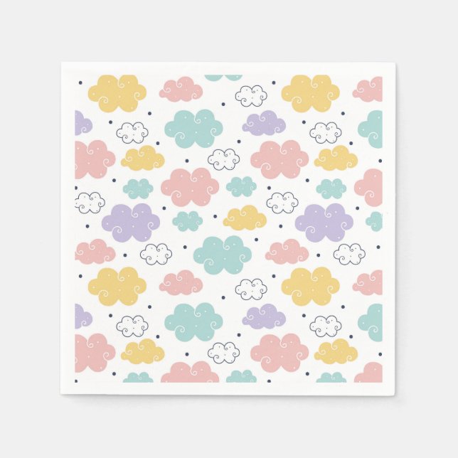 Pastel Kawaii Cloud Pattern Papier Napkins Serviette (Vorderseite)