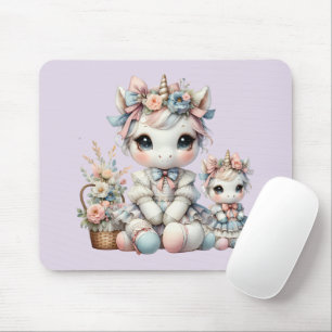 Pastel Kawaii Unicorn Mutter Tochter Duo Lavender Mousepad
