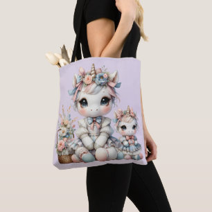 Pastel Kawaii Unicorn Mutter Tochter Duo Lavender Tasche