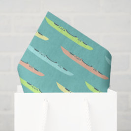 Pastel Kayaks auf dem Aquamarinen Kayaking Themed Seidenpapier