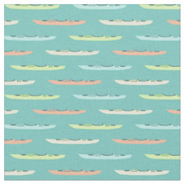 Pastel Kayaks auf dem Aquamarinen Kayaking Themed Stoff