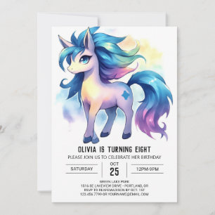 Pastel Kids Horse Geburtstag Einladung
