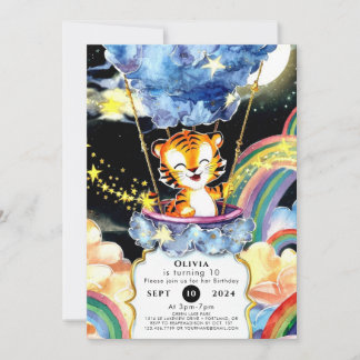Pastel Kids Tiger Geburtstag Einladung
