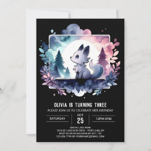 Pastel Kids Wolf Geburtstag Einladung
