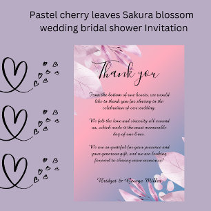 Pastel Kirsche Blüte Hochzeit Flat Danke Karte